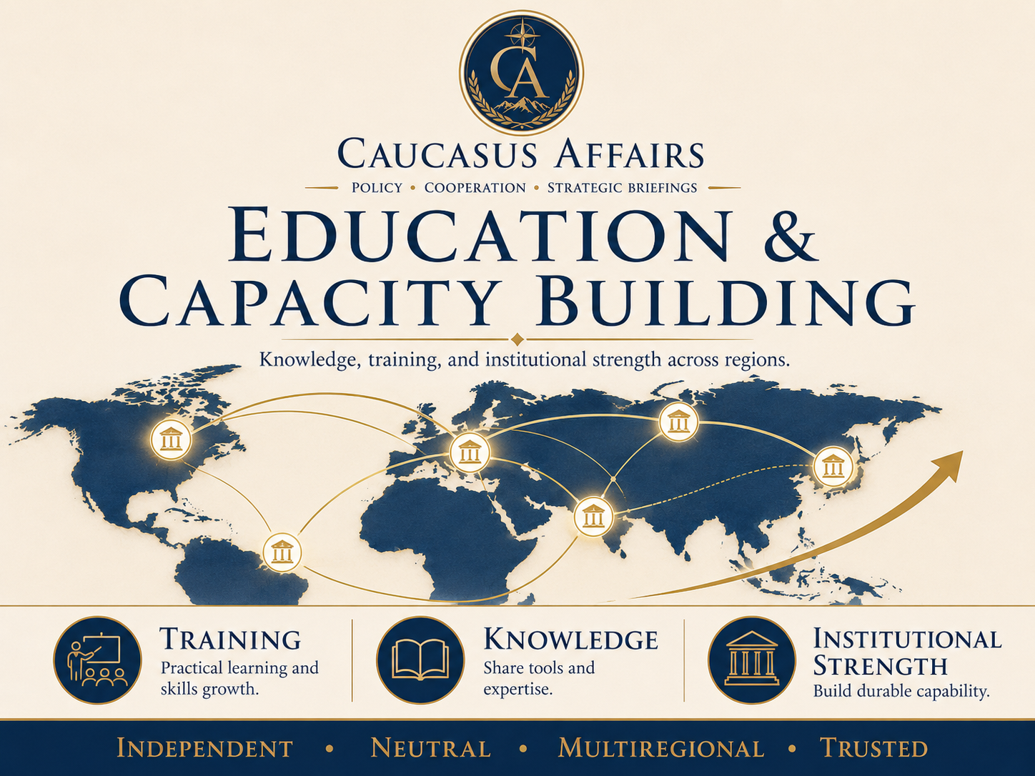 Education and capacity building global network visual for Caucasus Affairs.