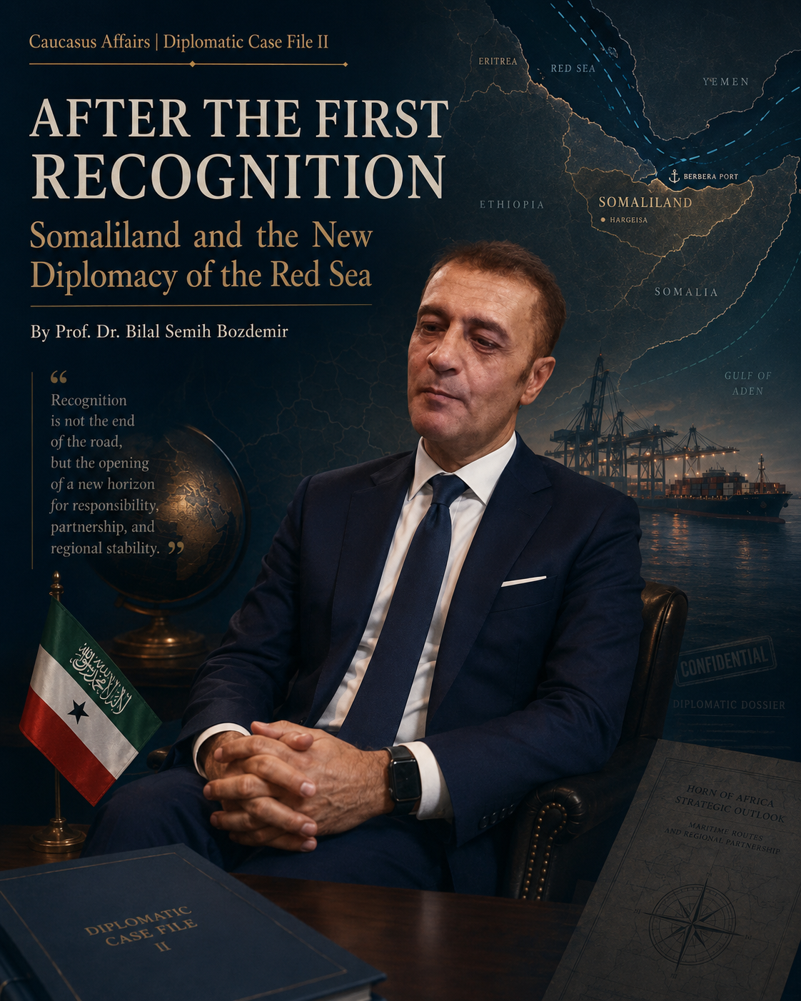 Prof. Dr. Bilal Semih Bozdemir presents a comprehensive diplomatic analysis of Somaliland's statehood, international recognition, regional security, and the geopolitical future of the Horn of Africa for Caucasus Affairs.